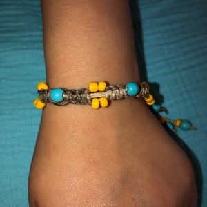 Boho Style Hemp Bracelet Ombré Turquoise & Yellow